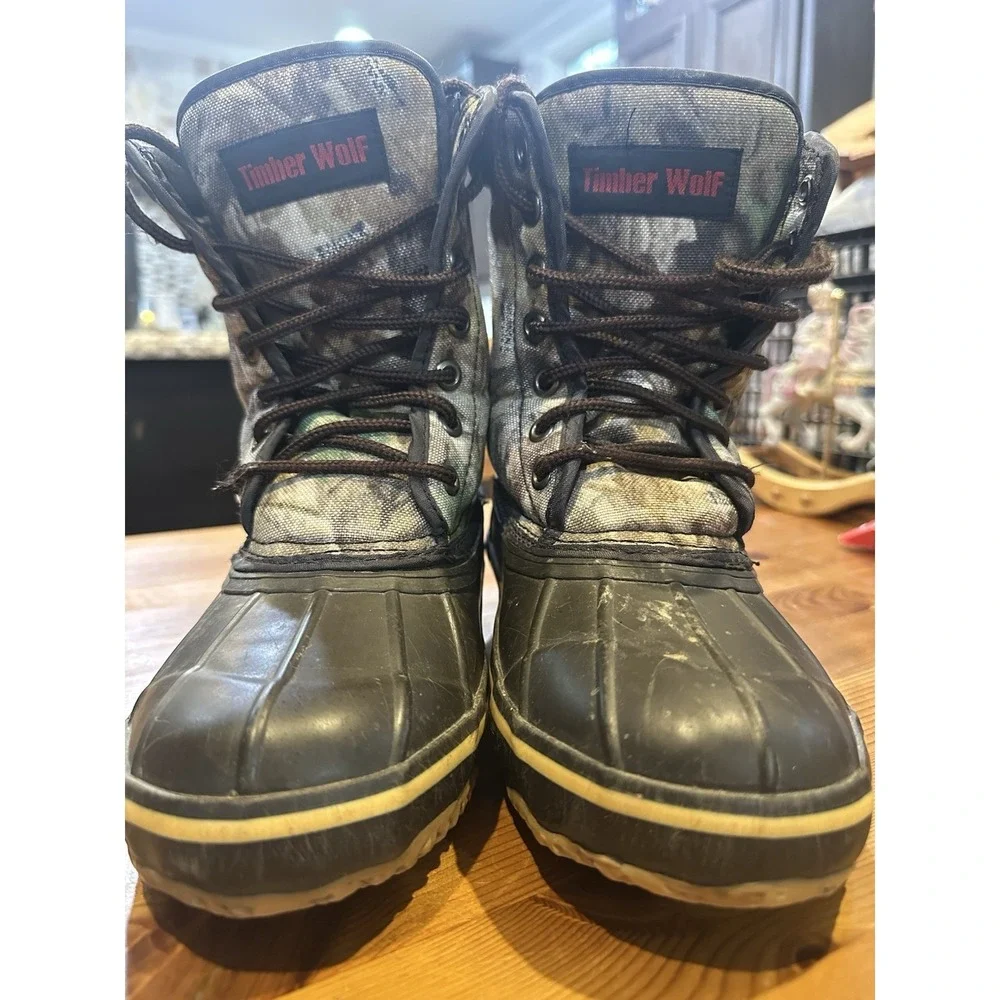Timber Wolf  Thermolite Camo Boots Size 5 Hunting‎ Snow Waterproof Lace Up